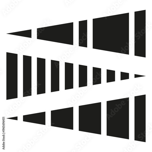 Perspective stripe pattern. Geometric shape Vector. Linear motion concept. Abstract graphic element. Manual vector only. No autotrace used.