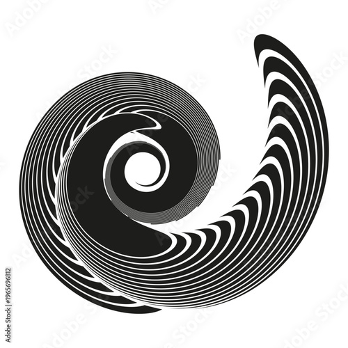 Abstract spiral Vector. Swirl motion symbol. Curvy wave form. Shell shape element. Manual vector only. No autotrace used.