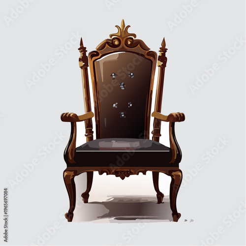 Elegant antique royal chair with rich details, embodying prestige and sophisticated comfort