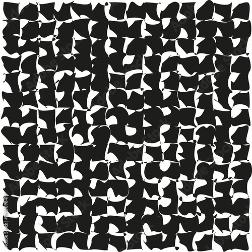 Abstract Vector pattern. Distorted shape texture. Geometric chaos illustration. Monochrome mesh set. Manual vector only. No autotrace used.