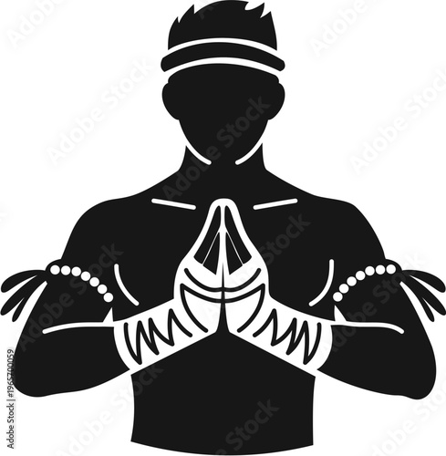Muaythai athlete silhouette 