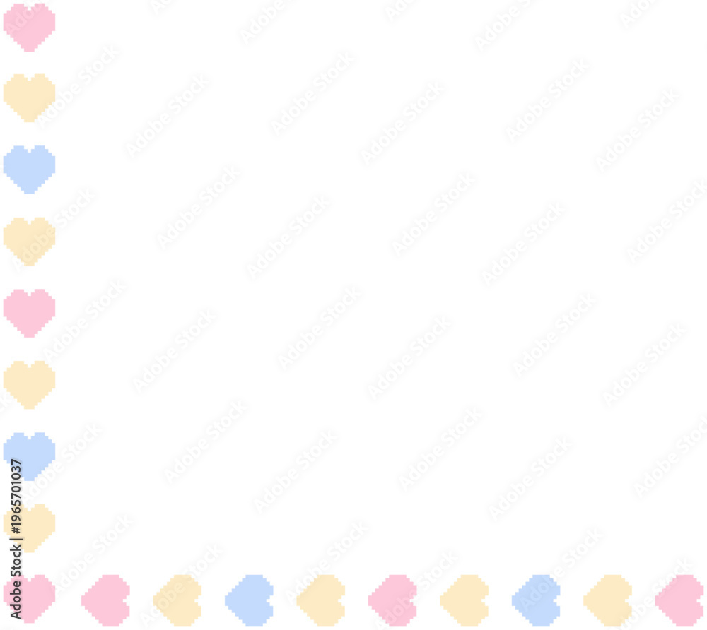 Fototapeta premium Cute Colorful Pixel Heart Corner Border Design Elements