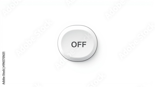 White surface features circular button labeled OFF. Simple design, clean aesthetic, minimal composition. Focus rests solely on switch.