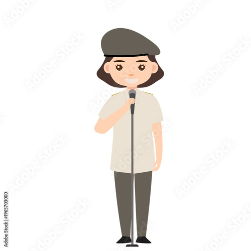 Female Officer Thinking Pose with Hand Near Chin