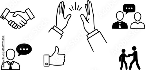 Human interaction icon set. Editable line icons. Vector illustration.
