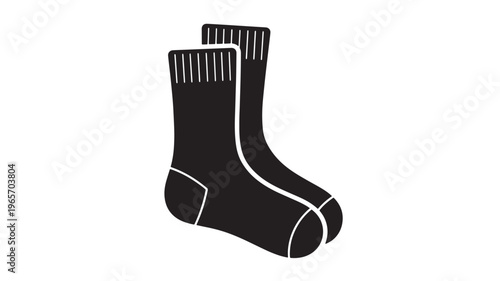Socks graphic icon with ribbed cuffs and toe detail, simple minimalist flat design representing apparel and comfort.