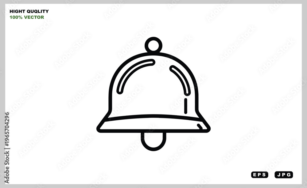Fototapeta premium A simple line drawing of a bell on a white background with high quality vector graphics