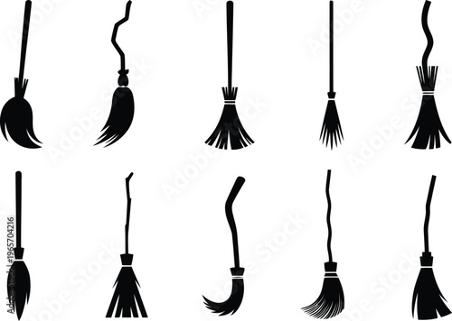 Broom vector Icon set