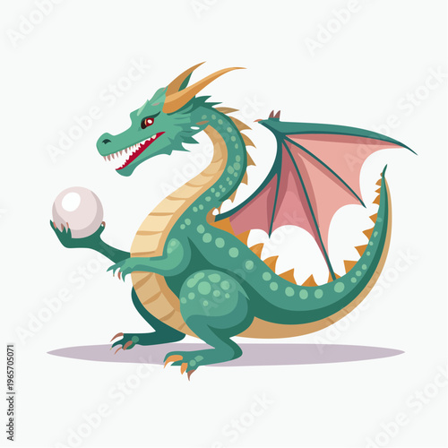 宝玉を掴む龍のフラットデザインアイコン