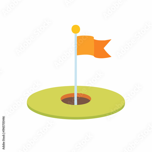 ゴルフホールのピンフラッグのフラットデザインアイコン