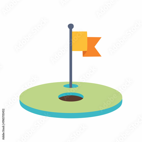 ゴルフホールのピンフラッグのフラットデザインアイコン