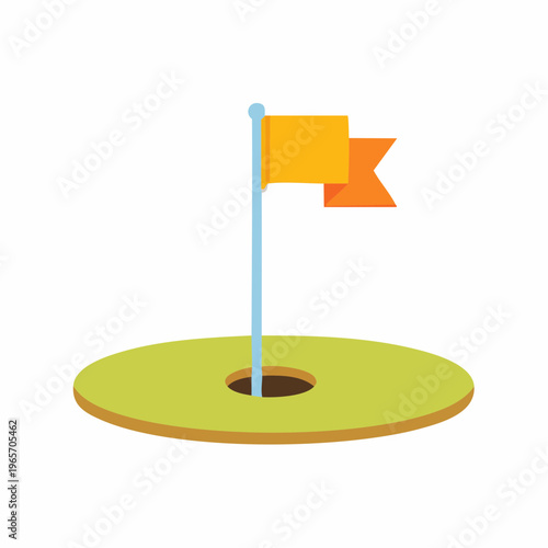 ゴルフホールのピンフラッグのフラットデザインアイコン
