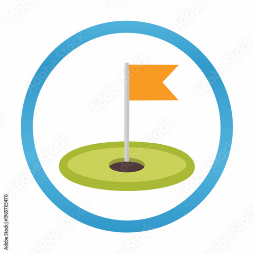ゴルフホールのピンフラッグのフラットデザインアイコン