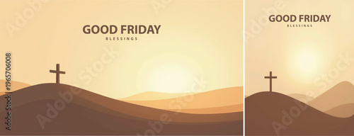 Elegant Good friday with cross background, Good friday holy week background for banner and social meida template