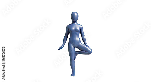 Blue Mannequin in Yoga Tree Pose