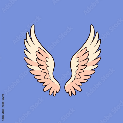 Pair of white angel wings with pink gradient details