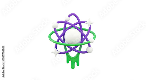 3D Atom Model with Orbiting Elements