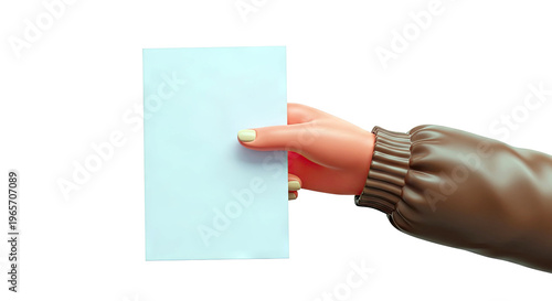 3D Hand Holding Blank Paper