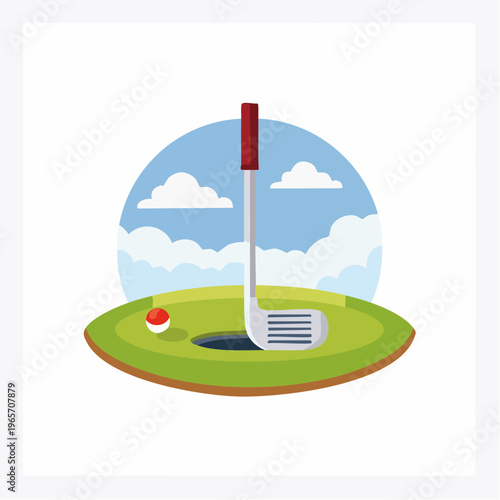 ゴルフクラブ（パター）のフラットデザインアイコン