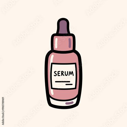 Serum bottle icon in flat style pastel colors on beige background