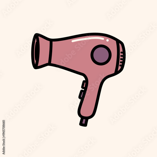 Hair dryer icon in flat style pastel colors on beige background