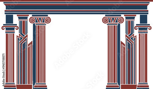Architectural illustration of classical columns and archway with negative space
