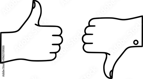Thumb up and down icon. Vector illustration.