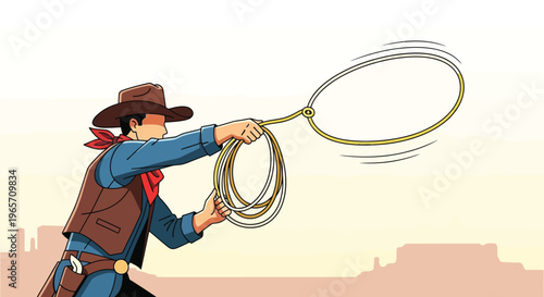Cowboy, lasso, western, rodeo, vector illustration