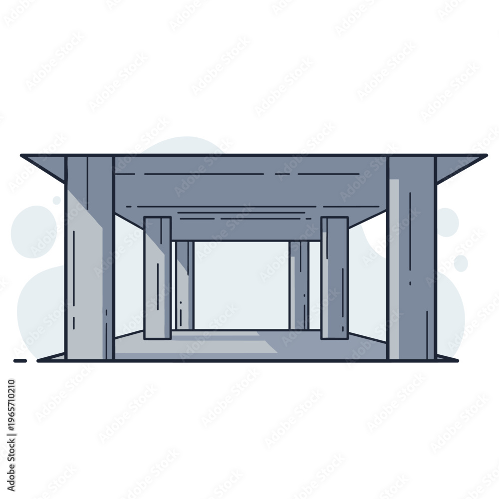 Fototapeta premium Concrete building structure with pillars in construction site. non editable strokes