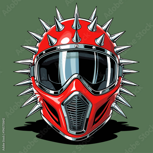 vector image of a spiked motorbike helmet