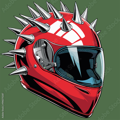 vector image of a spiked motorbike helmet