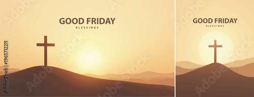 Elegant Good friday with cross background, Good friday holy week background for banner and social meida template
