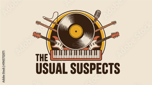 A vintage-style music band logo design with a circular emblem layout.