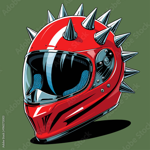 vector image of a spiked motorbike helmet