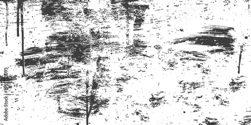 Distressed Black and White Grunge Vector Background with Scratches Splatters and Paint Drips