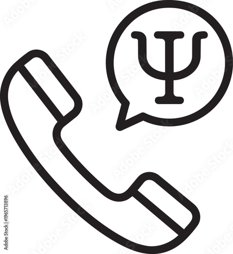 Telephone receiver hotline for psychological help and mental health crisis support linear vector outline icon