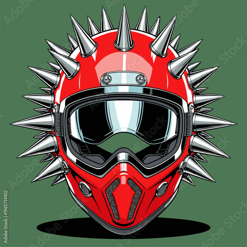 vector image of a spiked motorbike helmet