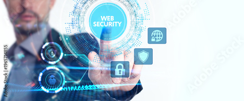 Web security. Cyber security, computer data encryption and internet protection.
