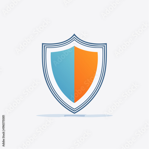 Illustration of a blue and orange shield with a subtle striped border on a light gray background Free Download Illustration of a blue and orange shield with a subtle striped border on a light gray background - GFXLoad