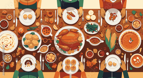 Family Gathering Around Thanksgiving Dinner Table 5.