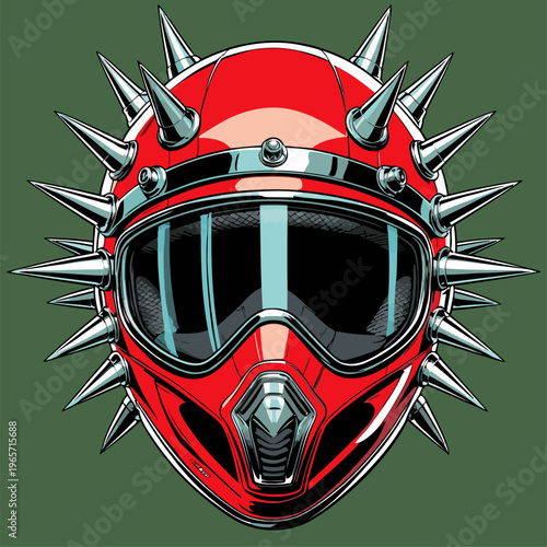 vector image of a spiked motorbike helmet
