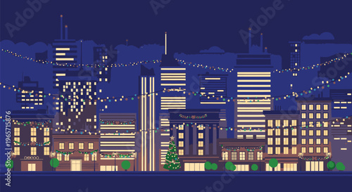 City Skyline at Night with Skyscrapers 2.