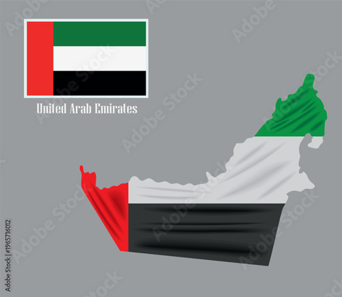 Minimalist UAE Geographic Map with Flag Motif for Infographics