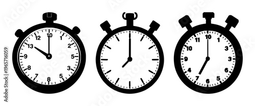 Express delivery stopwatch set with solid black icon on white background featuring stopwatch, express, delivery with traffic light and shipping