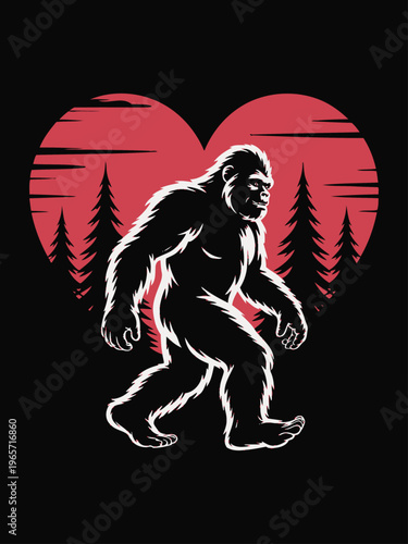 Mysterious creature walking beneath twin glowing moons in a surreal night landscape isolated on white background, Vector, illustration