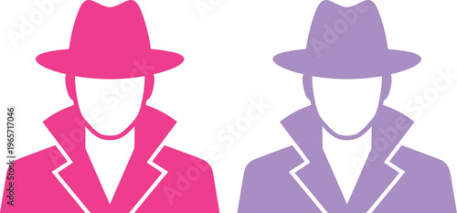 Incognito spy avatar icon, anonymous detective silhouette, mysterious secret agent symbol, private investigator vector graphic for security and privacy concepts