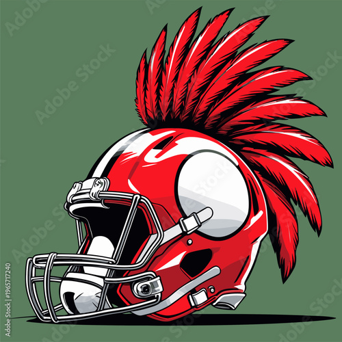 vector image of an American football helmet with a mohawk