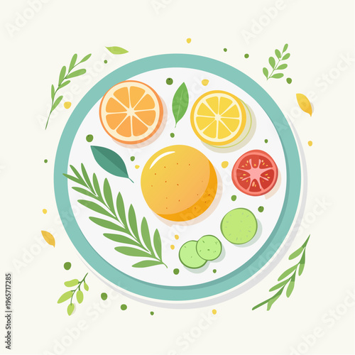 Fresh and Healthy Food Ingredients Arranged on a Plate for a Meal