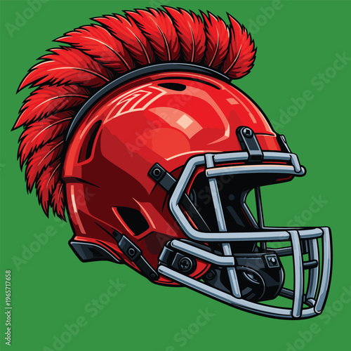 vector image of an American football helmet with a mohawk