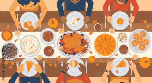 Family Gathering Around Thanksgiving Dinner Table 2.